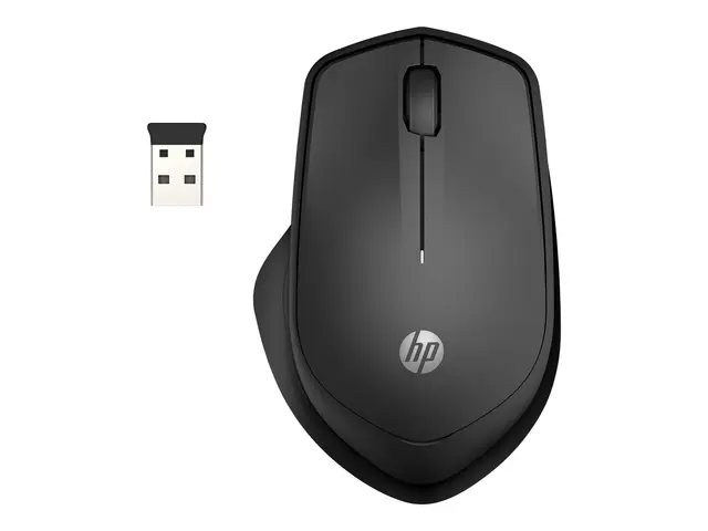 HP 285 Silent - Mus ergonomisk optisk trådløs 2.4 GHz USB mottaker