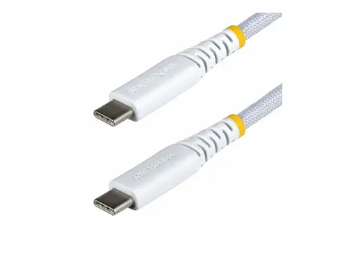 StarTech - USB-kabel - USB-C (hann) til USB-C (hann) USB 2.0 - 3 A - 2 m - USB Power Delivery (60W), støtte for Power Delivery 2,0, robust, rett - hvit