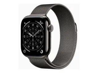 Apple Watch Series 11 (GPS + Cellular) - 42 mm skifer titan - smartklokke med fint strikket l&#248;kke - nett av rustfritt st&#229;l - skifer - h&#229;ndleddst&#248;rrelse: 130-200 mm - 64 GB - Bluetooth, LTE, Wi-Fi 4, UWB - 5G - 34.6 g