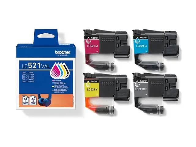 Brother LC521 Value Pack - 4-pack svart, gul, cyan, magenta origin...