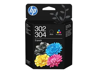 HP 302/304 Combo Pack - 2-pack pigmentert svart, farge (cyan, mage...