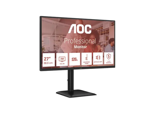 AOC 27E4CV - LED-skjerm - 27" - 1920 x 1080 Full HD (1080p) @ 120 Hz IPS - 300 cd/m² - 1500:1 - 4 ms - HDMI, DisplayPort, USB-C - høyttalere - svart 