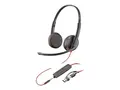 Poly Blackwire 3225 - Blackwire 3200 Series hodesett - on-ear - kablet - 3,5 mm jakk, USB-C - svart - Certified for Skype for Business, Cisco Jabber Certified, Avaya Certified, UC-sertifisert