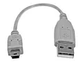 StarTech.com 6 in. USB to Mini USB Cable USB 2.0 A to Mini B - Gray - Mini USB Cable (USB2HABM6IN) - USB-kabel - USB til mini-USB type B - 15 cm