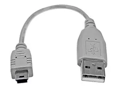 StarTech.com 6 in. USB to Mini USB Cable USB 2.0 A to Mini B - Gray - Mini USB Cable (USB2HABM6IN) - USB-kabel - USB til mini-USB type B - 15 cm