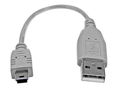 StarTech.com 6 in. USB to Mini Cable - 2.0 A B Gray (USB2HABM6IN) ...