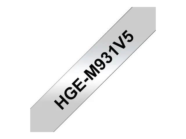 Brother HGE-M931V5 - Sort på sølv Rull (1,2 cm x 8 m) 5 kassett(er...