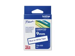 Brother TZe-223 - Bl&#229;tt p&#229; hvitt - Rull (0,9 cm x 8 m) 1 kassett(er) laminert teip for Brother PT-P750, P950; P-Touch PT-E310; P-Touch Cube PT-P300; P-Touch Cube Pro PT-P910