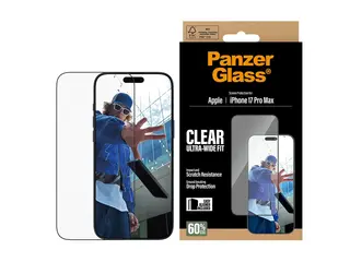 PanzerGlass - Skjermbeskyttelse for mobiltelefon ultravid passform m. EasyAligner - glass - rammefarge svart - for Apple iPhone 17 Pro Max