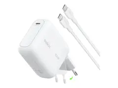 Belkin BoostCharge - Strømadapter - GaN - 100 watt PD 3.2, QC 5.0, AVS, UFCS, Hypercharge, FC 2.0, Fast Charge (USB-C) - på kabel: USB-C - hvit