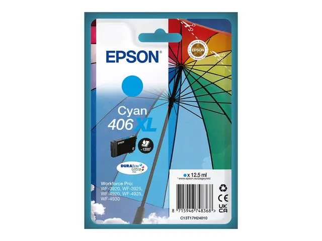 Epson 406XL - 12.5 ml - XL - cyan - original - blister - blekkpatron
