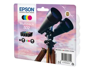 Epson 502 Multipack - 4-pack - 14.5 ml - svart, gul, cyan, magenta original - blære med RF/lyd-alarm - blekkpatron - for Expression Home XP-5100, XP-5150; WorkForce WF-2860, WF-2865DWF, WF-2885DWF