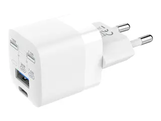 Vision - Strømadapter - 30 watt - 3 A - QC 3.0 2 utgangskontakter (USB-C, USB) - hvit - Europa