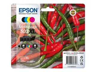 Epson 503XL Multipack - 4-pack - XL - svart, cyan, magenta, gul original - blære med RF/lyd-alarm - blekkpatron - for Expression Home XP-5200, XP-5205; WorkForce WF-2960DWF, WF-2965DWF