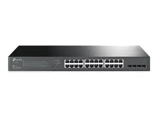 TP-Link TL-SG1428PE - Switch - smart 24 x 10/100/1000 (PoE+) + 2 x 10/100/1000 - rackmonterbar - PoE+ (250 W) - AC 100 - 240 V