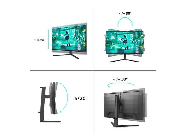 Philips Evnia 3000 27M2N3200A - LED-skjerm gaming - 27" - 1920 x 1080 Full HD (1080p) @ 180 Hz - IPS - 300 cd/m² - 1000:1 - HDR10 - 0.5 ms - 2xHDMI, DisplayPort - høyttalere - koksgrå 