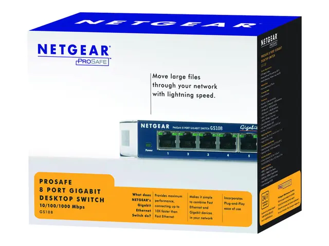 NETGEAR GS108 - Switch - 8 x 10/100/1000 - stasjonær