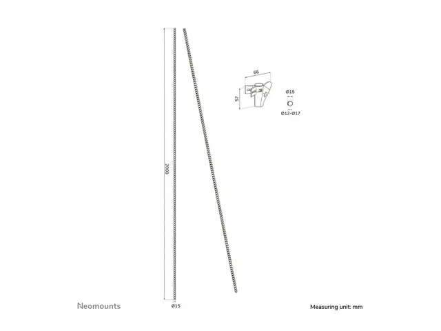 Neomounts - Kabelstyringsmuffe for 1-3 kabler, universell svart 2 m