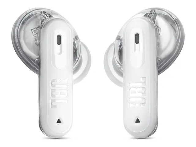 JBL TUNE Beam 2 - Ghost Edition - True wireless-hodetelefoner med mikrofon i øret - Bluetooth - aktiv støydemping - spøkelseshvit 