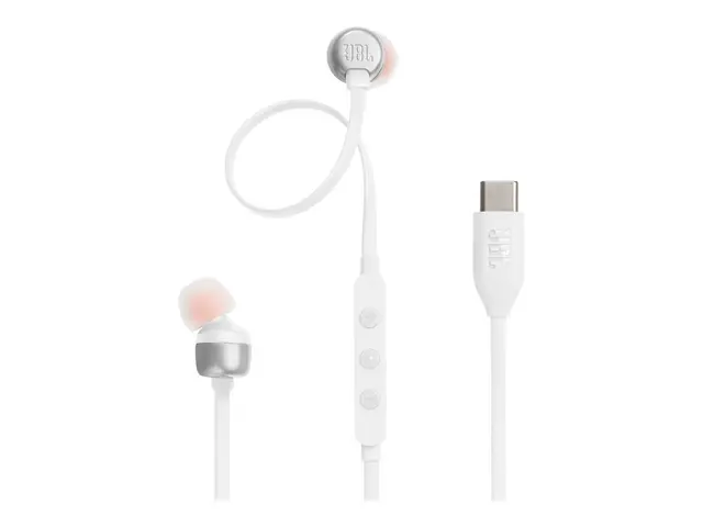 JBL TUNE 310C USB - Ørepropper med mikrofon i øret kablet USB-C hvit