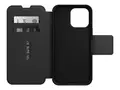 OtterBox Strada Series - Lommebok for mobiltelefon MagSafe-samsvar - l&#230;r, metall&#229;s, polykarbonat - skygge - for Apple iPhone 14 Pro Max