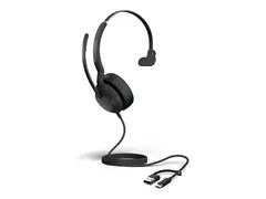 Jabra Evolve2 50 MS Mono - Hodesett on-ear - kablet - aktiv støydemping - USB-C, USB-A - Certified for Microsoft Teams