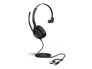 Jabra Evolve2 50 MS Mono - Hodesett - on-ear kablet - aktiv støydemping - USB-C, USB-A - Certified for Microsoft Teams