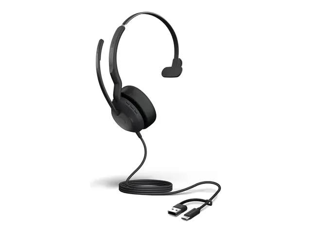 Jabra Evolve2 50 MS Mono - Hodesett on-ear kablet aktiv støydempin...
