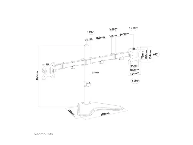 Neomounts FPMA-D550DD - Stativ full bevegelse for 2 LCD-skjermer s...