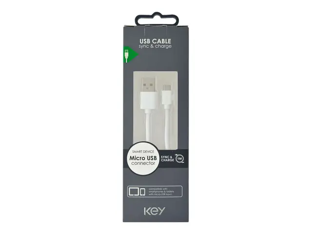 Key - USB-kabel - USB (hann) til Micro-USB type B (hann) - 2.4 A -...