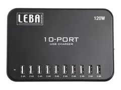 LEBA NoteCharge - Strømadapter 2.4 A - 10 utgangskontakter (USB)