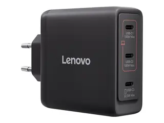 Lenovo - Strømadapter - GaN - 100 watt - 3 utgangskontakter (USB-C) svart - Europa