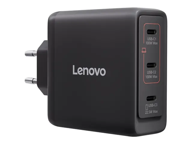 Lenovo - Strømadapter - GaN - 100 watt - 3 utgangskontakter (USB-C...