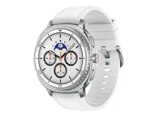 Samsung Galaxy Watch8 Classic - 46 mm smartklokke med hybrid band - hybrid &#248;koskinn - b&#229;ndbredde: S/M/L - display 1.34&quot; - 64 GB - NFC, Wi-Fi, Bluetooth, LTE - 4G - 63.5 g - hvit