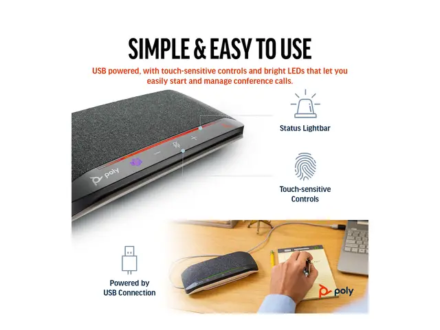 Poly Sync 10 - Høyttalende håndfri telefon kablet USB-A, USB-C sølv