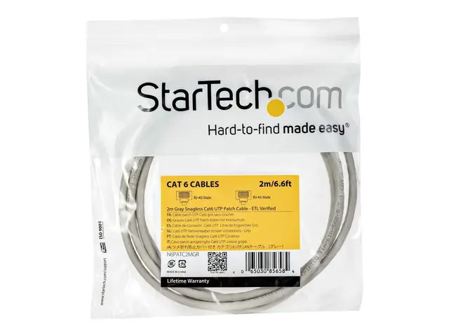 StarTech.com 2m CAT6 Ethernet Cable, 10 Gigabit Snagless RJ45 650M...