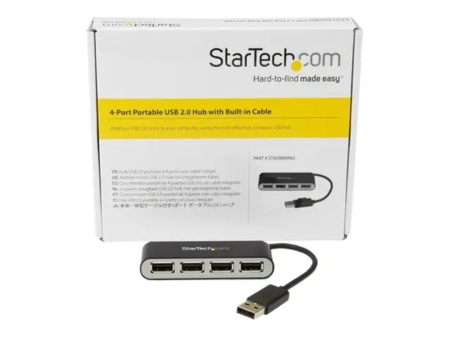 StarTech.com 4 Port USB 2.0 Hub - Bus Powered Portable Multi Split...