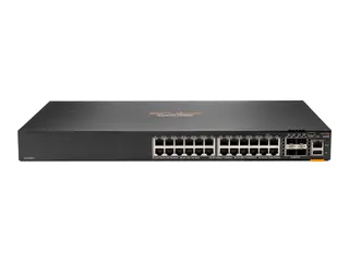 HPE Aruba CX 6300F - Switch - Kun horisontal overflatemontering L3 - Styrt - 24 x 10/100/1000 (PoE+) + 4 x 50 Gigabit Ethernet SFP56 - front og side til bakside - rackmonterbar - PoE+ - TAA-samsvar