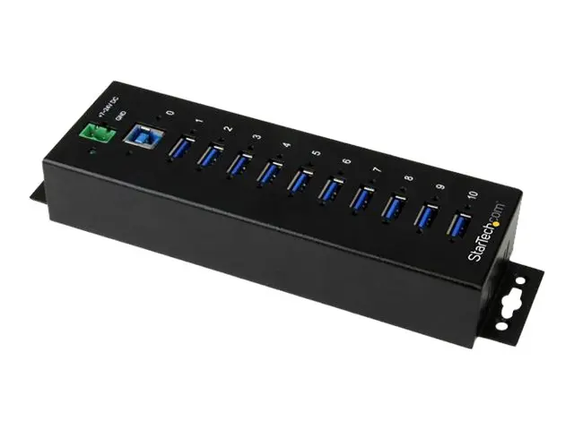 StarTech.com 10-Port USB 3.0 Hub - Metal Industrial USB-A with ESD...