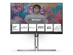 AOC Q27U3CV - Graphic Pro Series LED-skjerm - 27" - 2560 x 1440 QHD @ 75 Hz - IPS - 1000:1 - DisplayHDR 400 - 4 ms - HDMI, DisplayPort, USB-C - høyttalere - svart
