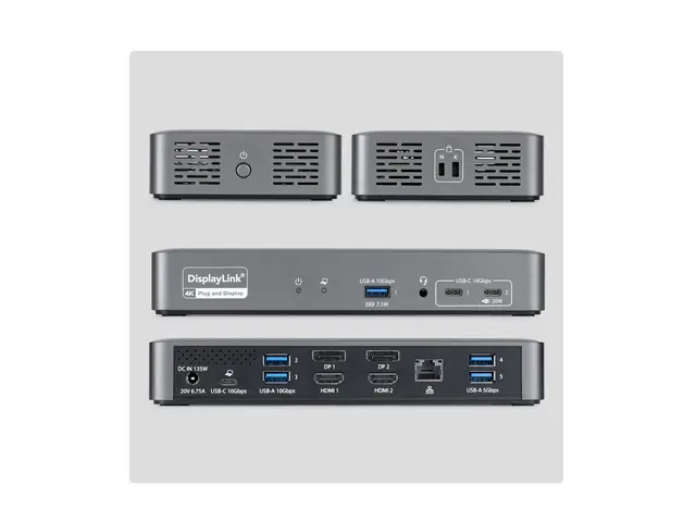 Startech - dokkingstasjon - USB-C 3.2 Gen 2 - 2 x HDMI, 2 x DP - 1GbE