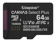 Kingston Canvas Select Plus - Flashminnekort 64 GB - A1 / Video Class V10 / UHS-I U1 / Class10 - microSDXC UHS-I