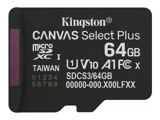 Kingston Canvas Select Plus - Flashminnekort 64 GB - A1 / Video Class V10 / UHS-I U1 / Class10 - microSDXC UHS-I