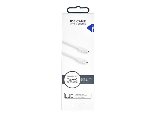 Key - USB-kabel 24 pin USB-C (hann) til 1 m hvit