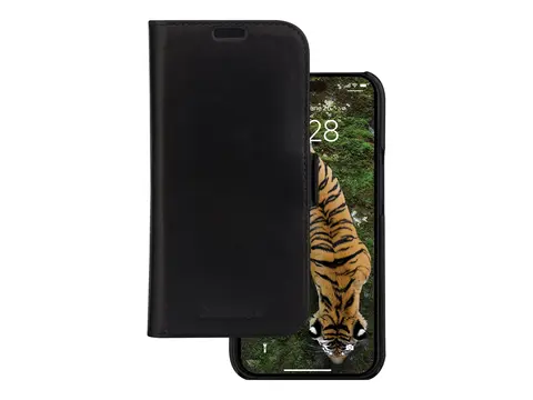 dbramante1928 Lynge - Lommebok for mobiltelefon helnarvet l&#230;r - svart - for Apple iPhone 15 Pro Max