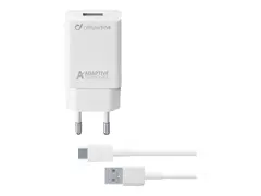 Cellular Line Adaptive Fast Charger Kit Str&#248;madapter - 15 watt (USB) - p&#229; kabel: USB-C - hvit