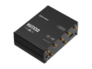 Teltonika RUTX50 - Trådløs ruter - WWAN 4-portssvitsj 1GbE Dobbeltbånd - 5G, 4G, 3G - DIN-skinnemonterbar, overflatemonterbar, veggmonterbar