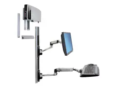 Ergotron LX Wall Mount System monteringssett Konstant kraftteknologi - for LCD-skjerm / tastatur / mus / CPU - polert aluminium