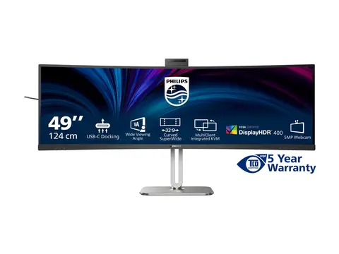 Philips 49B2U5900CH - 5000 Series LED-skjerm - kurvet - USB - 49&quot; (48.8&quot; synlig) - 5120 x 1440 Dual Quad HD @ 75 Hz - VA - 400 cd/m&#178; - 3000:1 - DisplayHDR 400 - 4 ms - 2xHDMI, DisplayPort, USB-C - h&#248;yttalere - svart