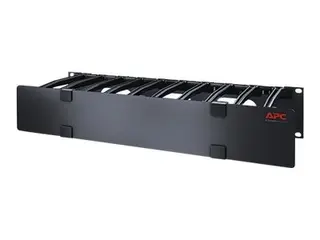 APC Horizontal Cable Manager Single-Sided with Cover Rackkabelstyringspanel med deksel - svart - 2U - TAA-samsvar - for P/N: SCL500RM1U, SMX1500RM2UCNCUS, SMX1500RM2UCUS, SMX2KR2UX145, SMX3KR2UNCX145, SMX750CUS